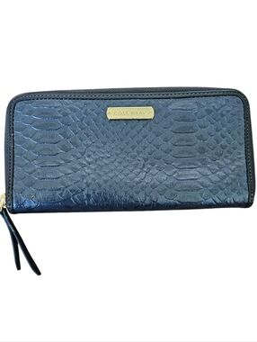 Cole Haan Navy Textured Leather Zip-Around Wallet